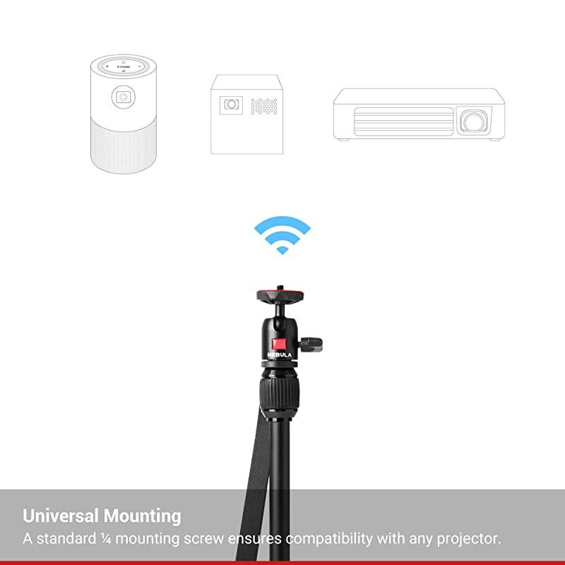 Nebula Capsule Series Adjustable Tripod Stand Compact Aluminum Alloy Portable Projector Stand for Capsule Capsule Max and Capsule II with Universal Mount and Swivel Ball Head
