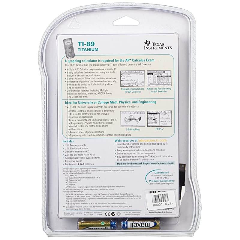 Instruments TI-89 Titanium Graphing Calculator (packaging may differ) (Renewed)