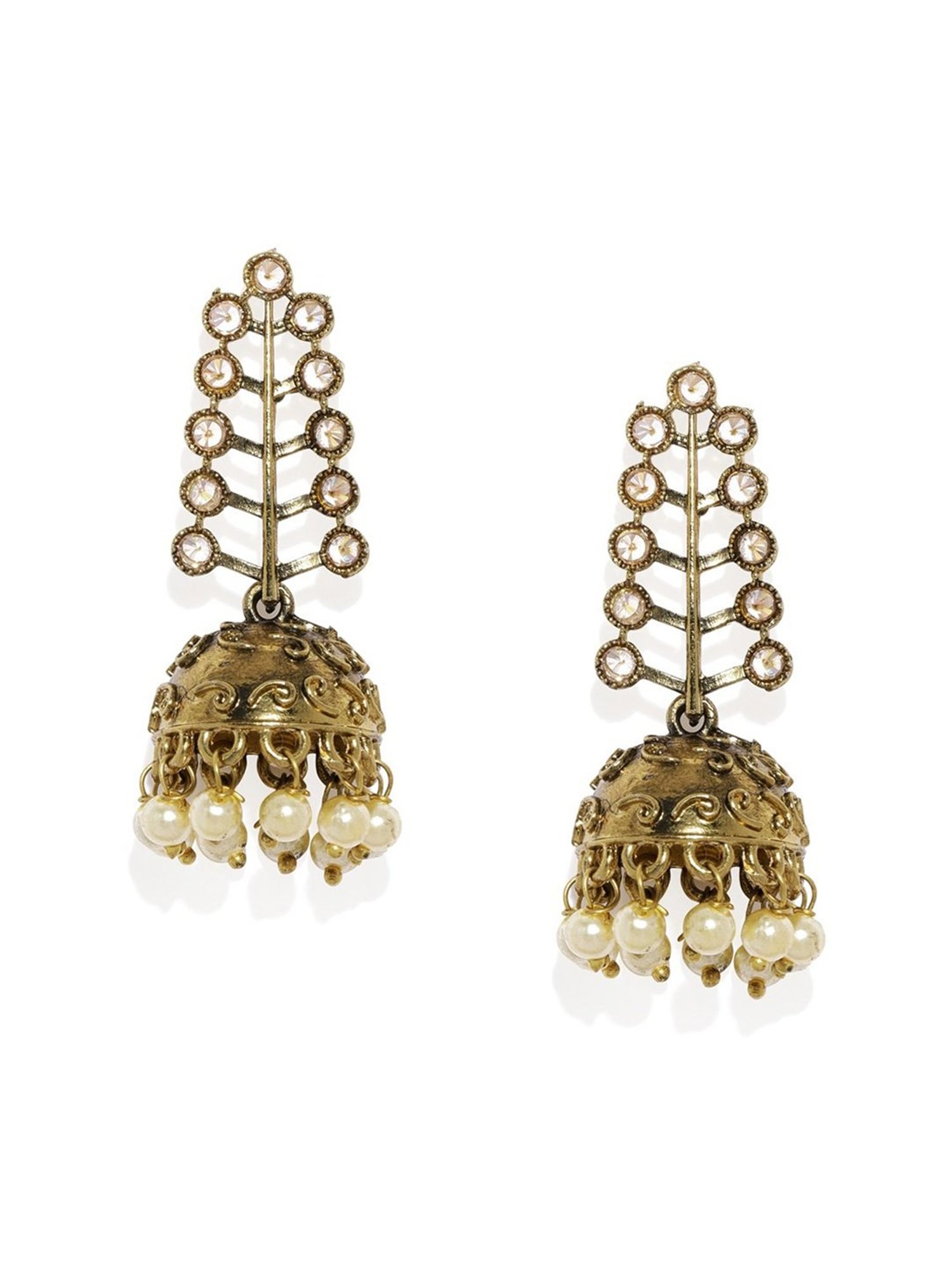 Fida Ethnic Traditional Gold Stone Embellished Jhumki Earrings