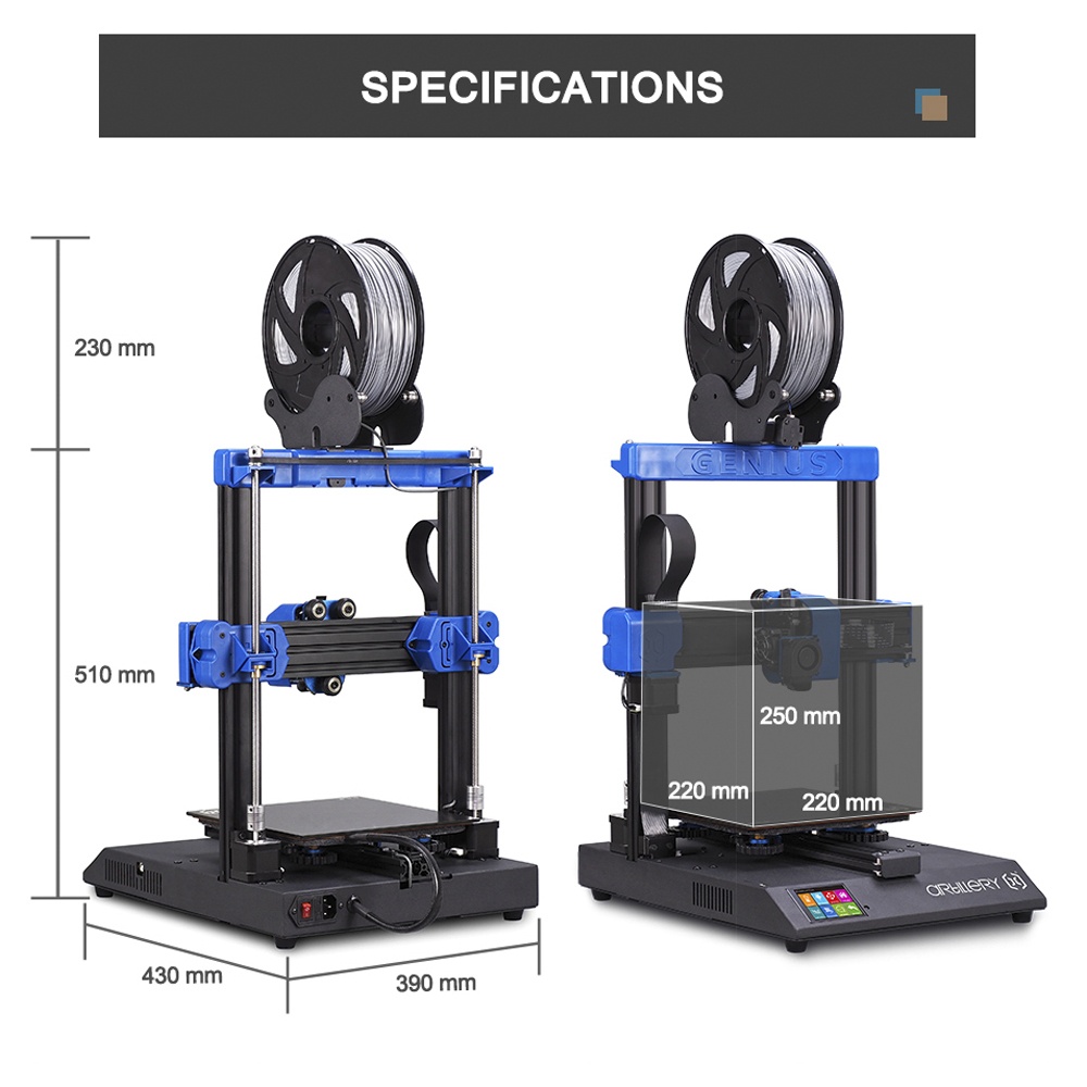 Artillery Genius DIY 3D Printer Kit Ultra-Quiet Stepper Motor TFT Touch Screen