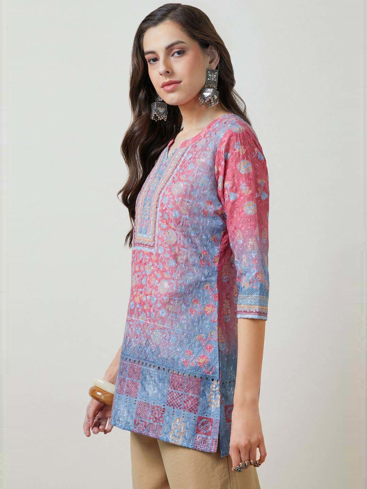 Soch Pink & Blue Embroidered Tunic