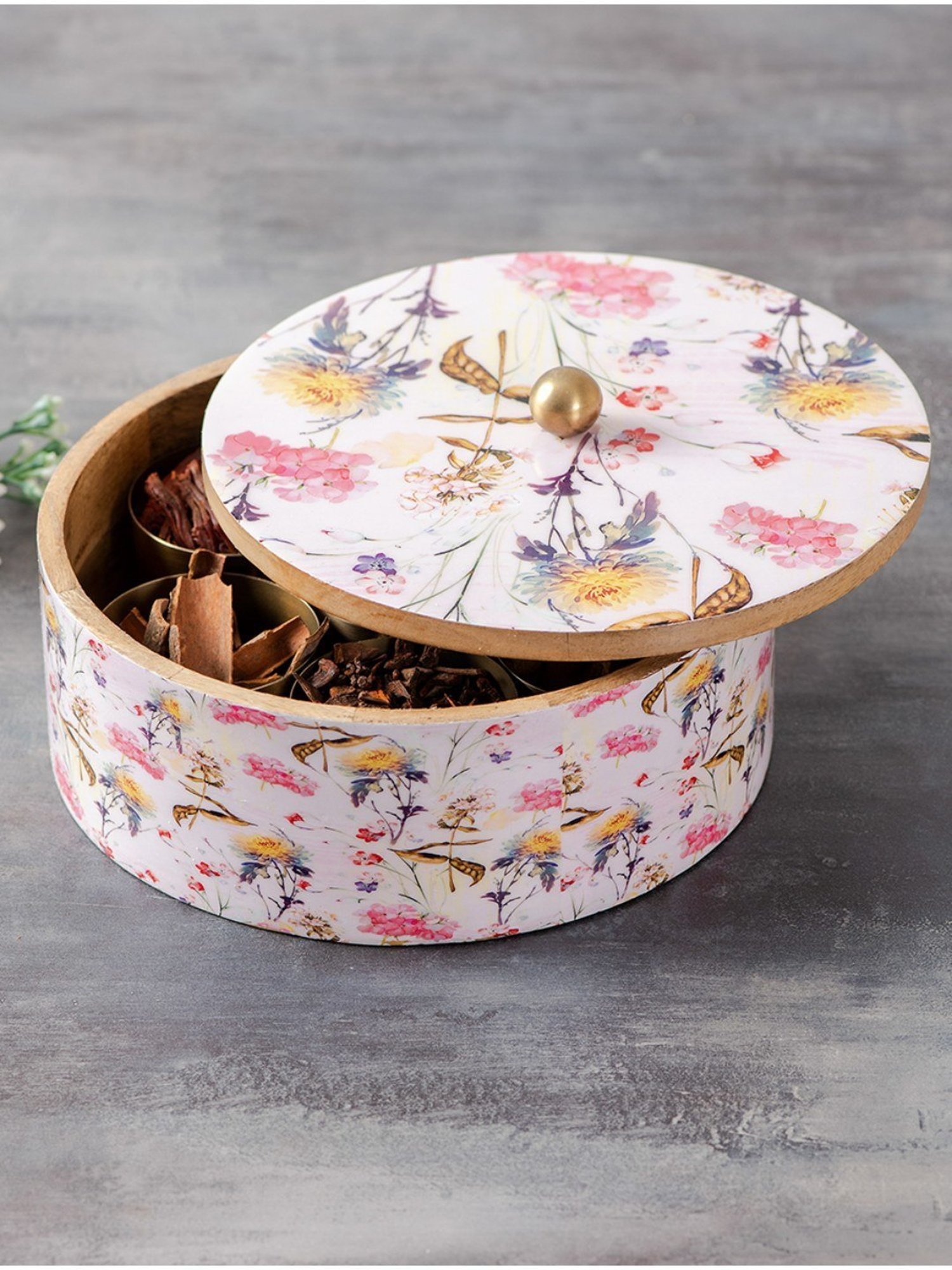 Nestroots White Masala box Masala dani spice rack containers for kitchen storage spice Organizer