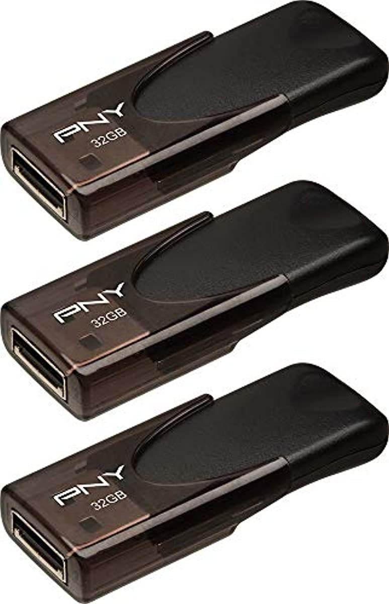 PNY Attache USB 2.0 Flash Drives, 32GB 3-Pack, Black (P-FD32GX3ATT4-GE)