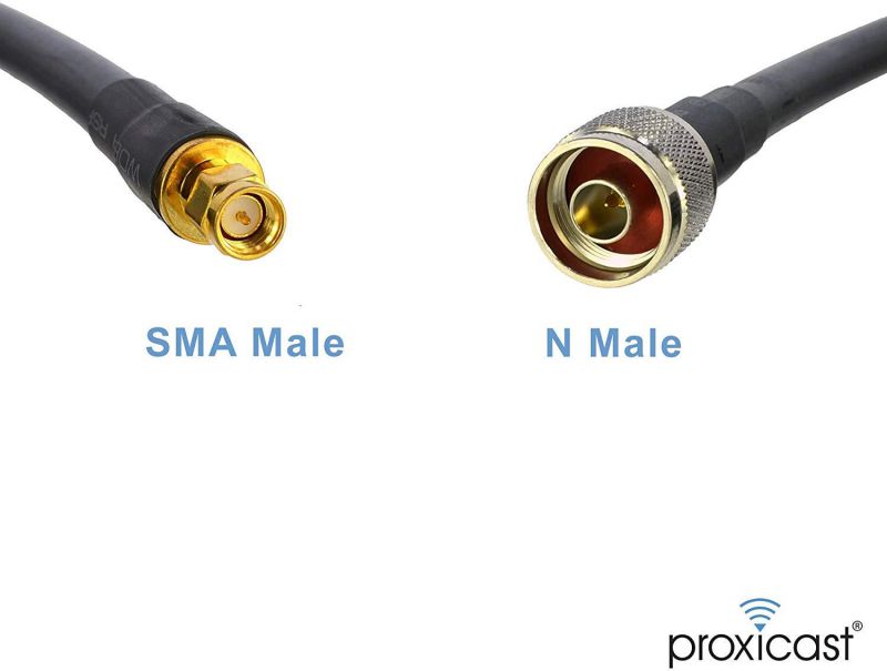 Proxicast 25 ft Low-Loss Coax Extension Cable (50 Ohm) - SMA Male to N Male - for 3G/4G/LTE/Ham/ADS-B/GPS/RF Radio to Antenna or Surge Arrester Use (Not for TV or WiFi)