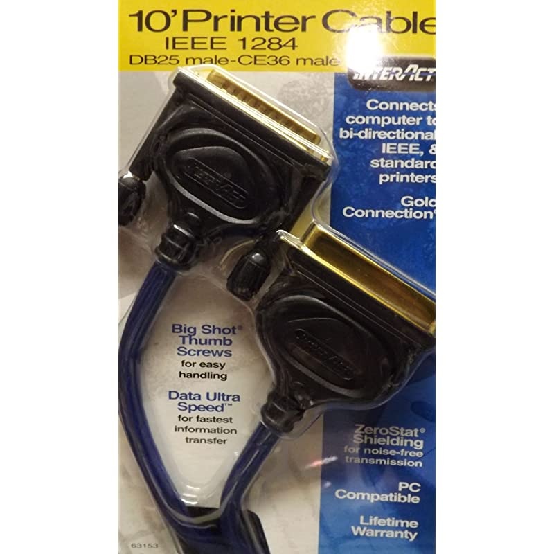 63153 PC Accessories Gold IEEE 1284 Printer Cable 10 feet
