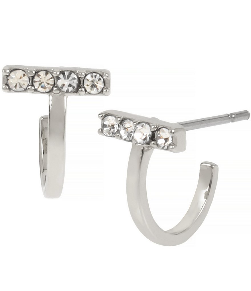 AllSaints Pave Bar Huggie Earrings