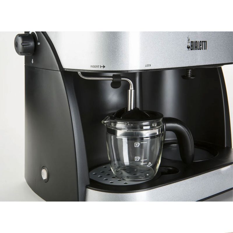 Bialetti 35019 Semi-Automatic Combination Drip Coffee Maker and Espresso Machine Duo with Adjustable Brew Strength, Warming Plate, 4 and 8 Cup Carafe