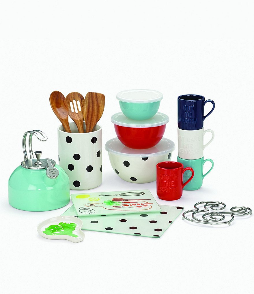 kate spade new york All in Good Taste Scatter Dot Crock and Wooden Utensils