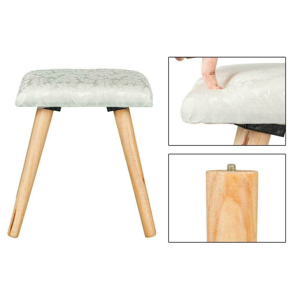 Vanity Table Set with Round Mirror 4 Large Drawers Makeup Dressing Table White