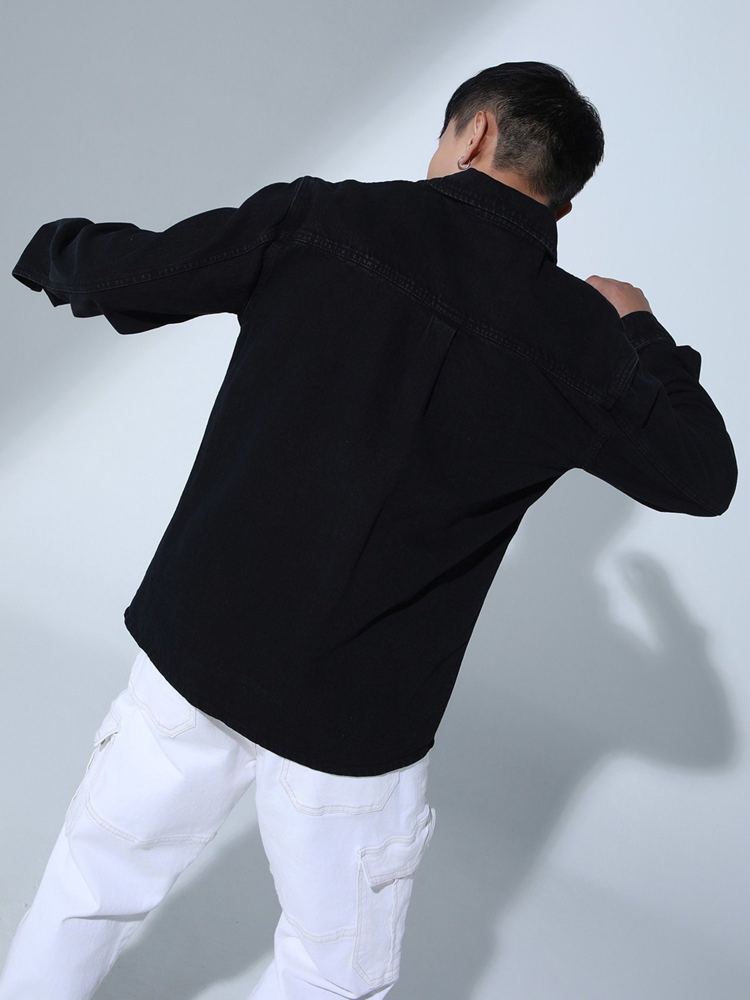 Hubberholme Black Cotton Loose Fit Shacket