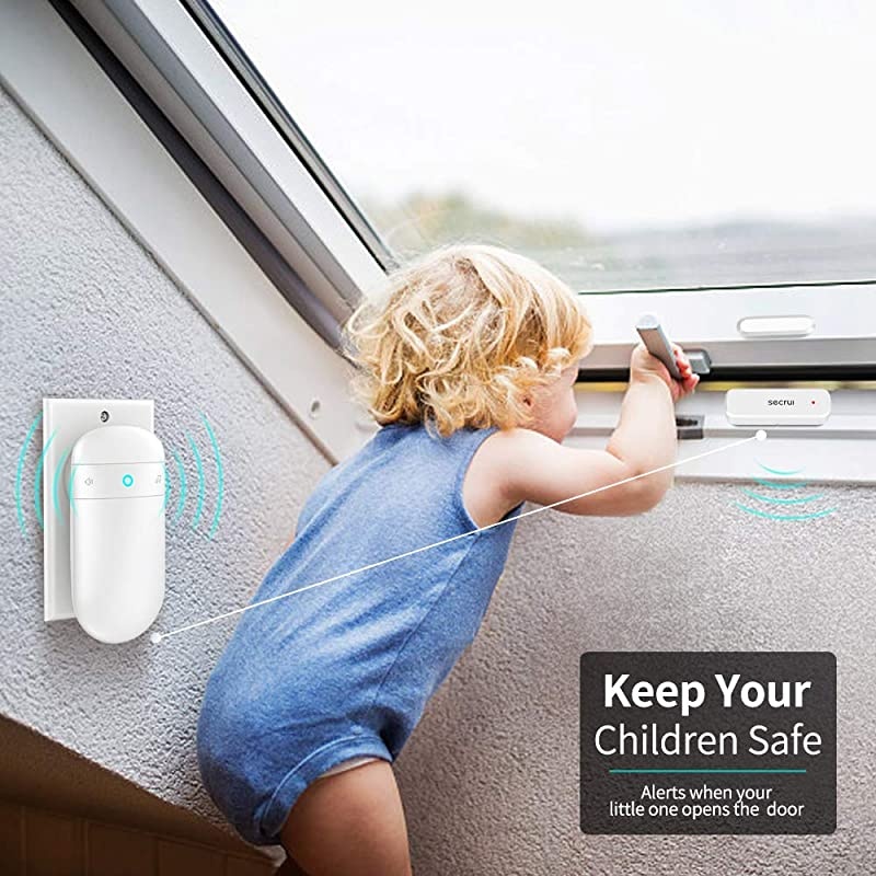 Chime with 2 Sensors, 500ft Operating Range 52 Chime Adjustable Volume with Mute Mode LED Indicators 1 Plug-in Receiver 2 Magnetic Sensor for Home Office - Model M508+D017x2