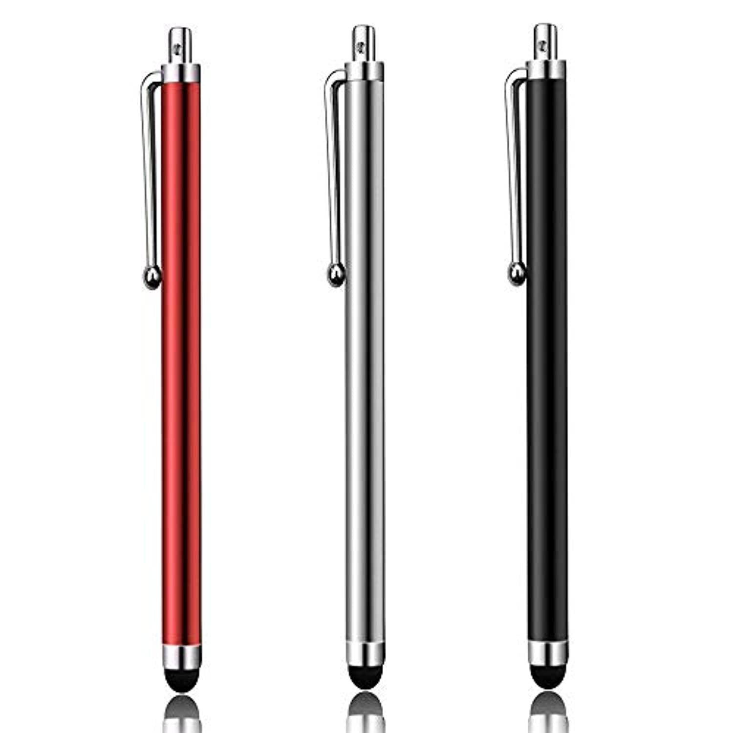 parts express 3pcs of universal touch screen stylus pen (red + black + silver)-slzrt01y
