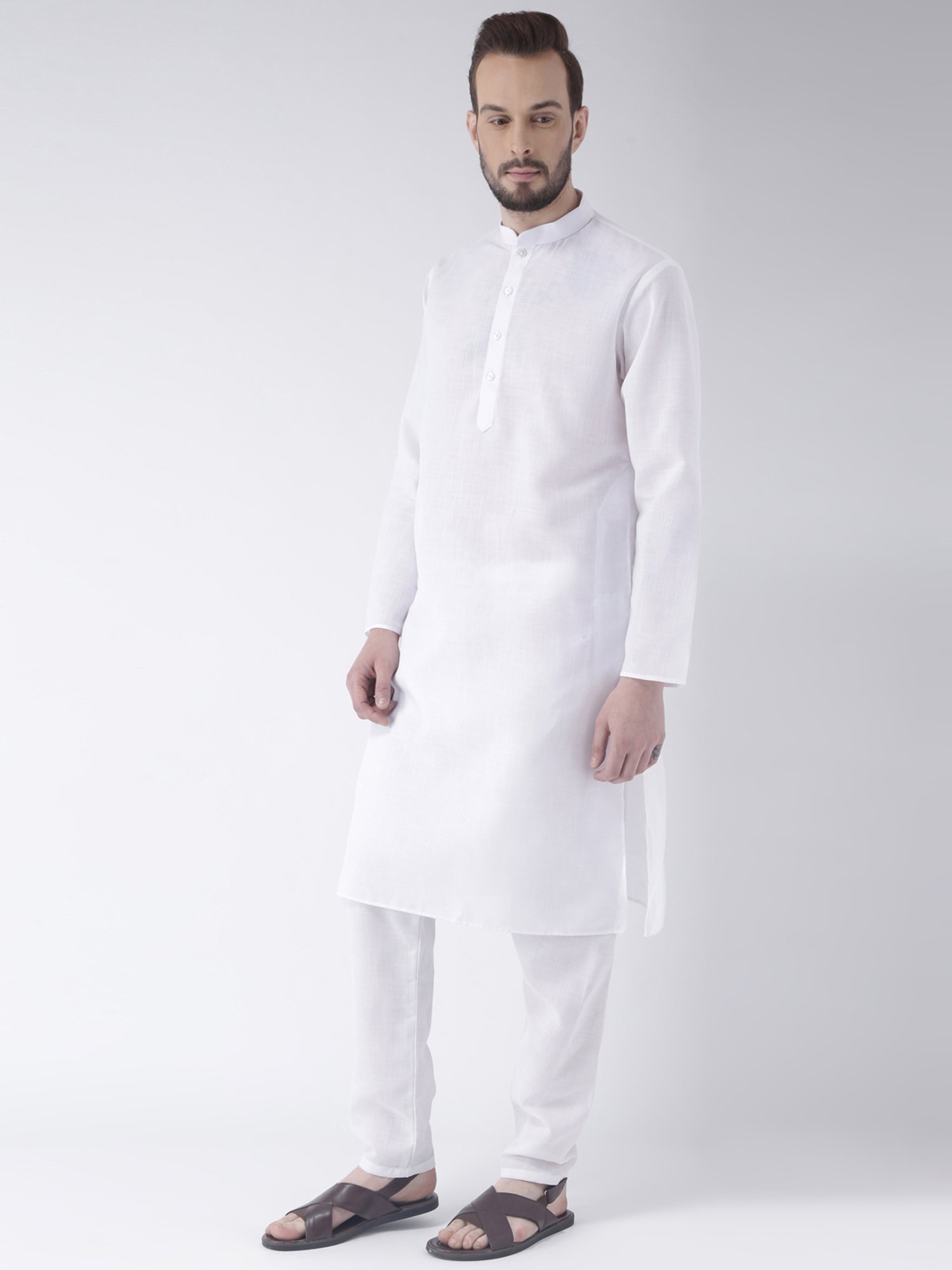 Vastramay White Cotton Straight Fit Embroidery Ethnic Suits