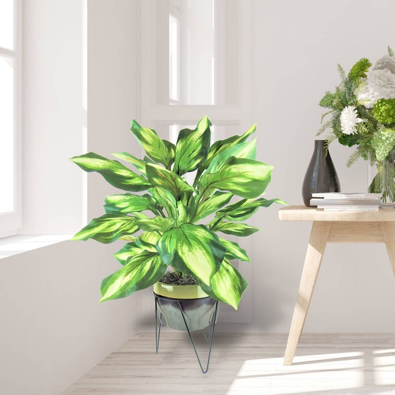 28" x 22" Artificial Hosta in Ceramic Pot with Stand - LCG Florals