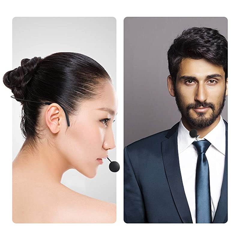 Wireless System with Dual Headset Microphones/Lavalier Lapel Mics and Bodypack Transmitters and One Mini Rechargeable Receiver 1/4" Output, for Live Performances