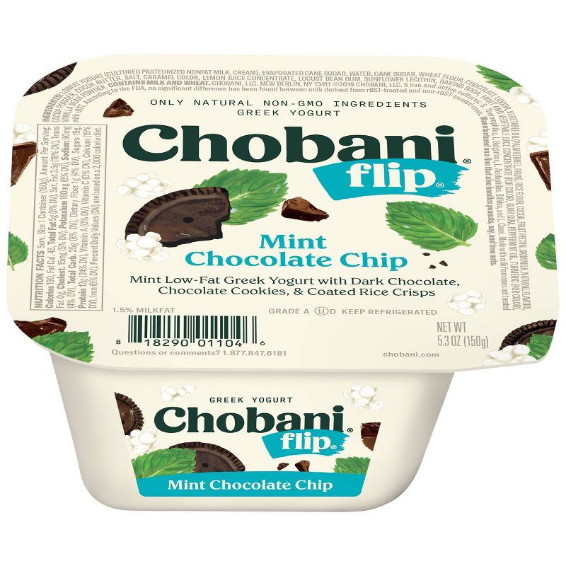 Chobani Flip Mint Chocolate Chip Low Fat Greek Yogurt - 5.3oz