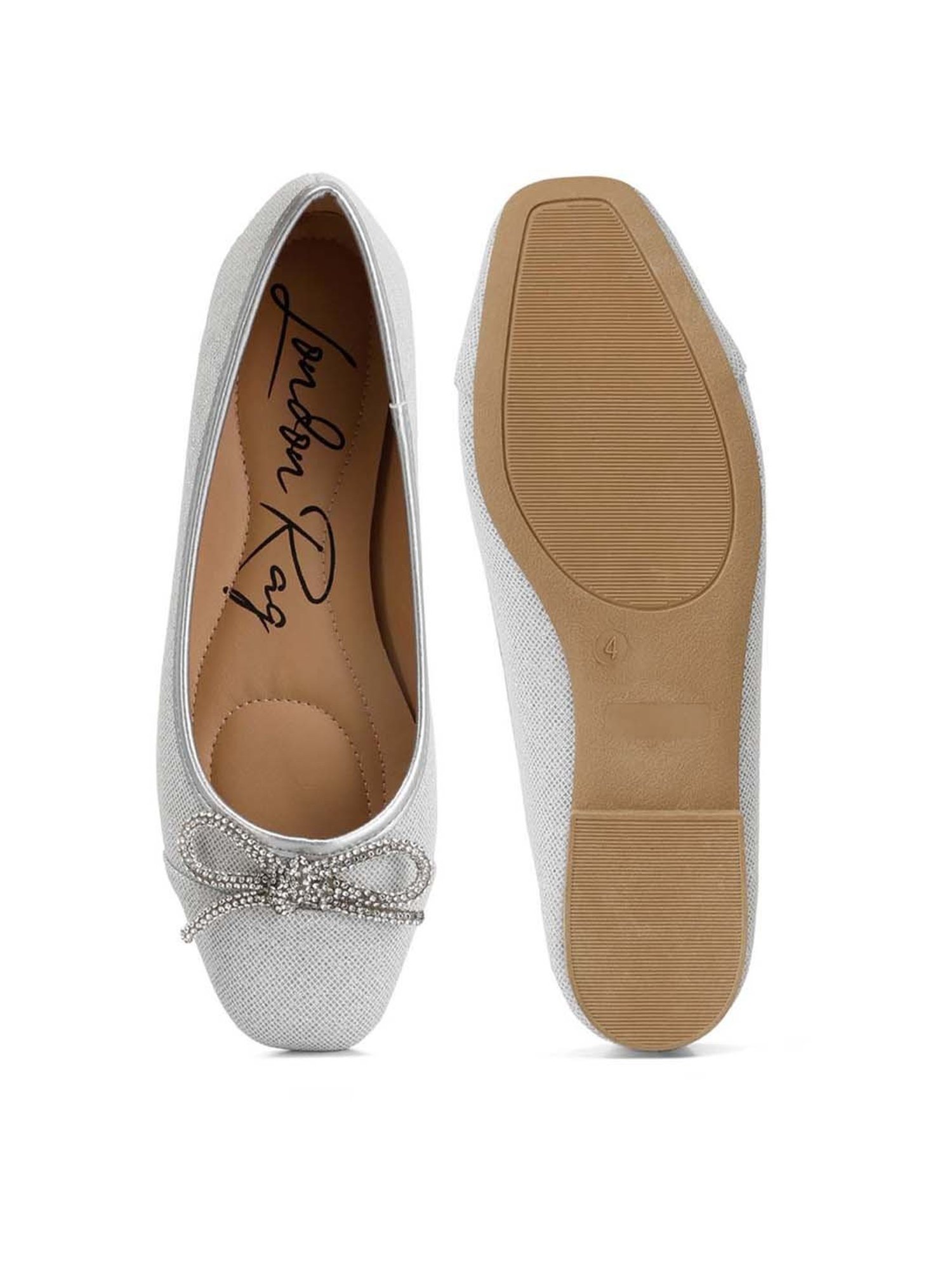 London Rag Women's Silver Flat Ballets