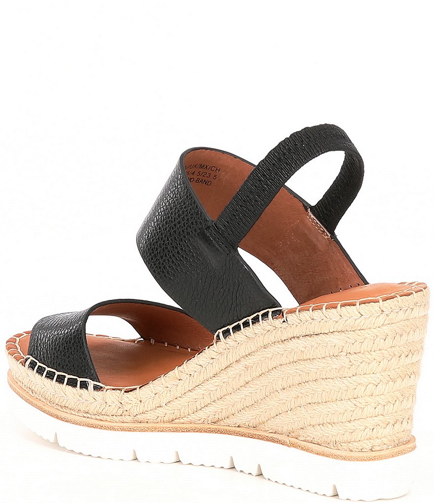 Gentle Souls Elyssa Leather Two Band Espadrille Wedge Sandals
