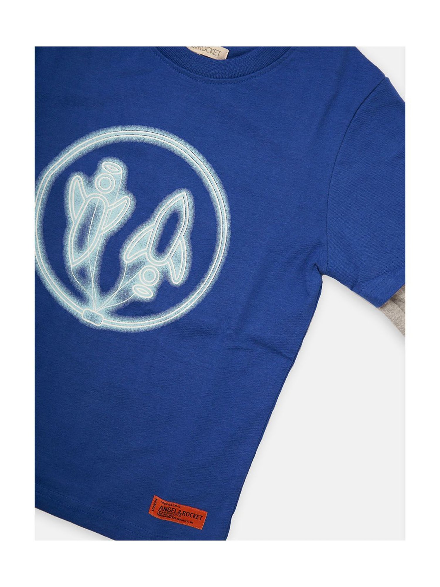 Angel & Rocket Kids Royal Blue Printed Full Sleeves T-Shirt