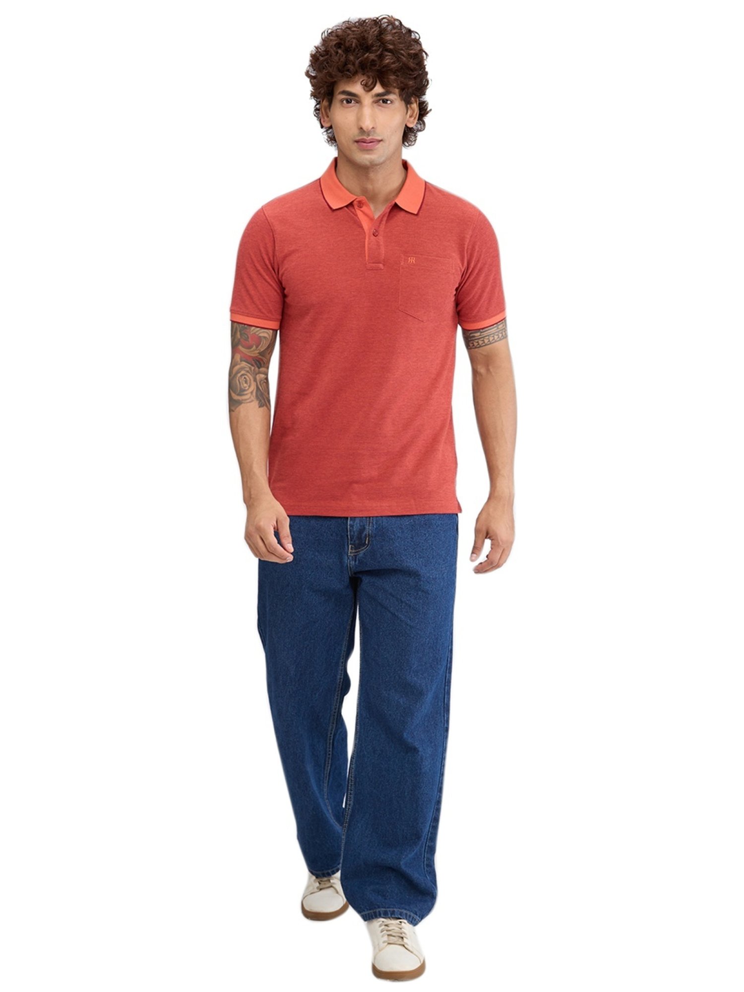 Raymond Orange Slim Fit Polo T-Shirt