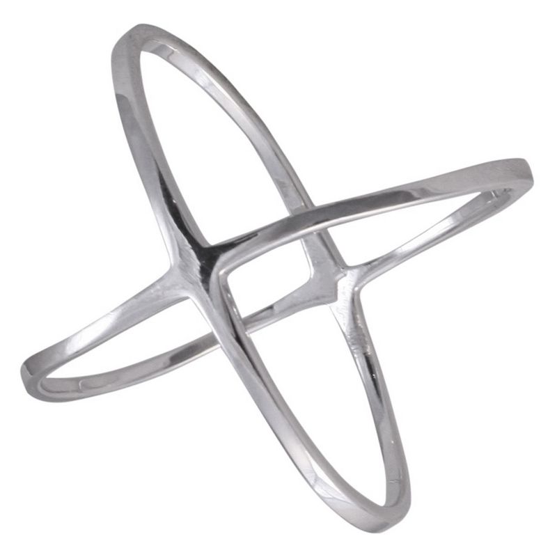 Women's Zirconite "X" Polished Ring - Clear (6)