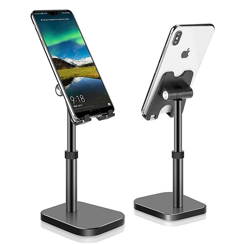 Phone Stand Phone Stand for Desk Height Adjustable Tablet Stand Holder Desktop Phone Holder for Desk Compatible with All Mobile PhonesiPad Black