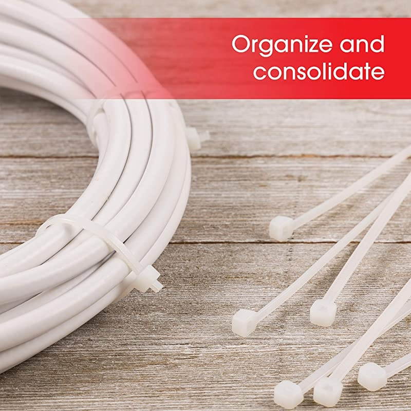 51225999 Clear Power Gear Cable, 4-Inch Long, Multipurpose Small Zip, 100-Pack Nylon Plastic Ties, 7/8-Inch Maximum Diameter, Durable, Self-Locking, 51225, 4 Inch
