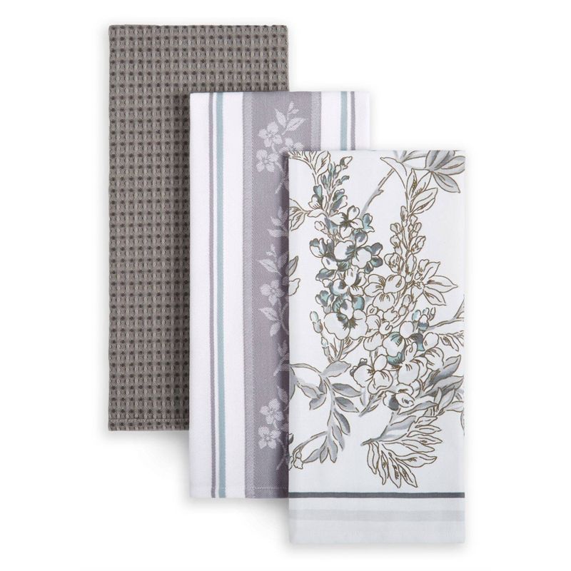 Martha Stewart 3pk Cotton Iris Printed Kitchen Towels