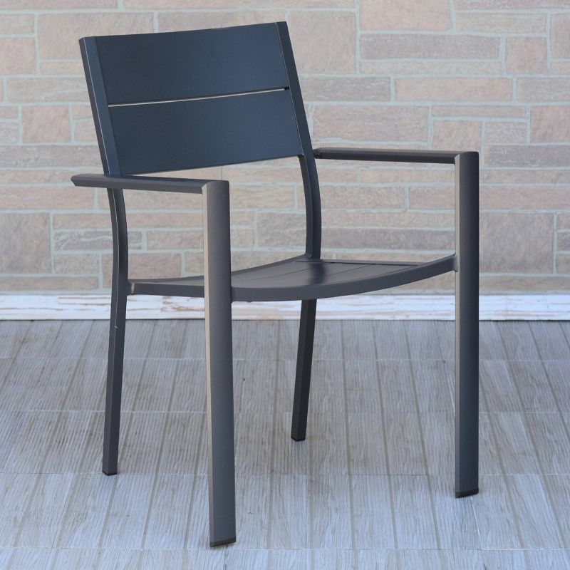 Lucan 7pc Patio Dining Set with Round Table with Teak Finish & Lazy Susan - Amazonia