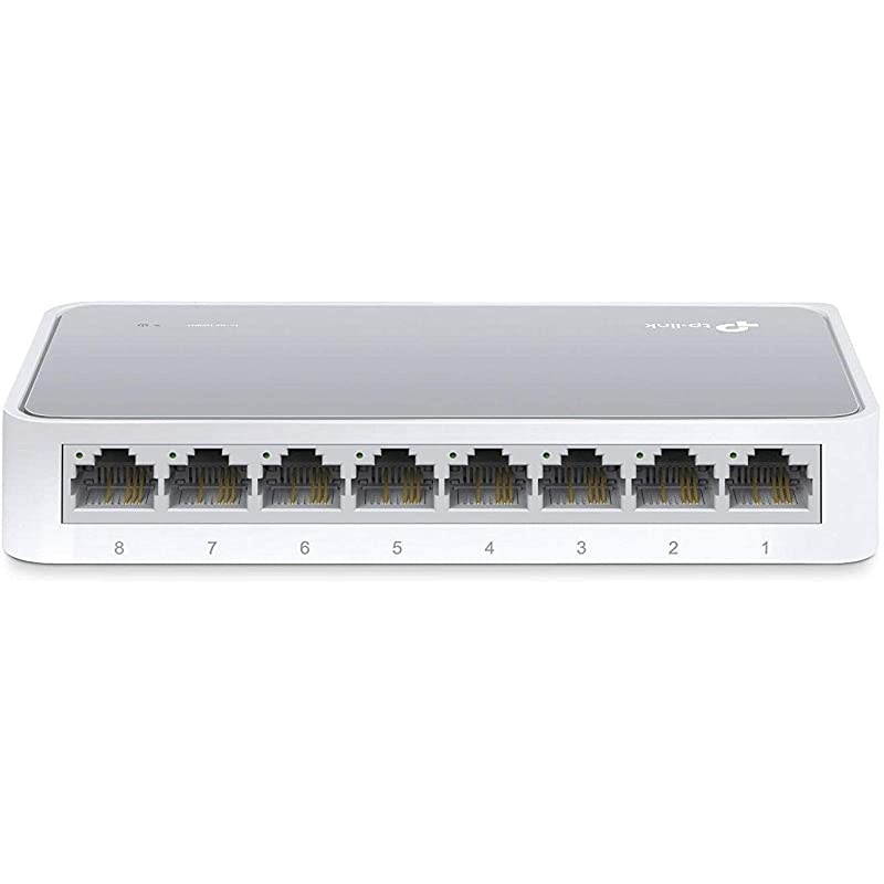 8 Port 10/100Mbps Fast Ethernet Switch | Desktop Ethernet Splitter | Ethernet Hub | Plug and Play | Fanless Quiet | Desktop Design | Green Technology | Unmanaged (TL-SF1008D), White