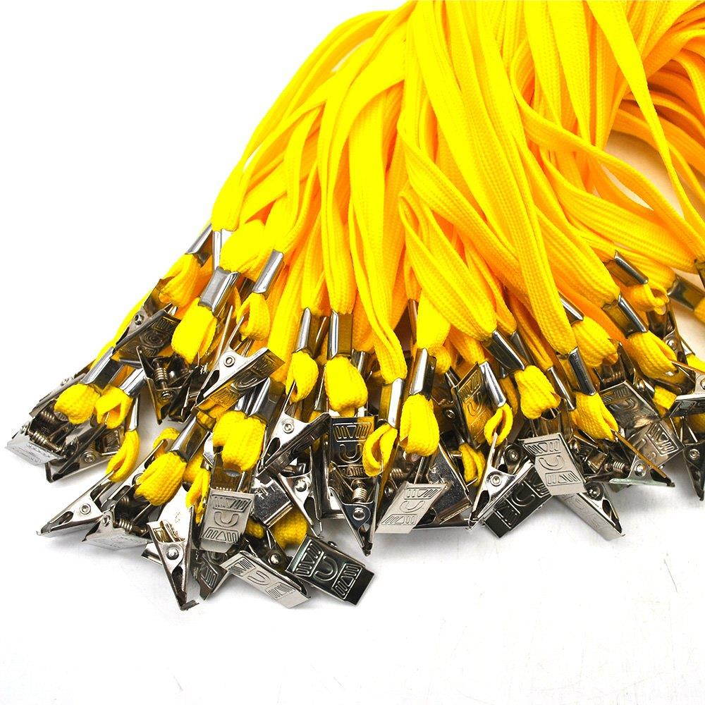 Lanldc 32-inch Cotton Neck Lanyards for Id Badges with Clip,50 Pack for Office ID Name Tags and Badge Holders Attachment (Yellow)