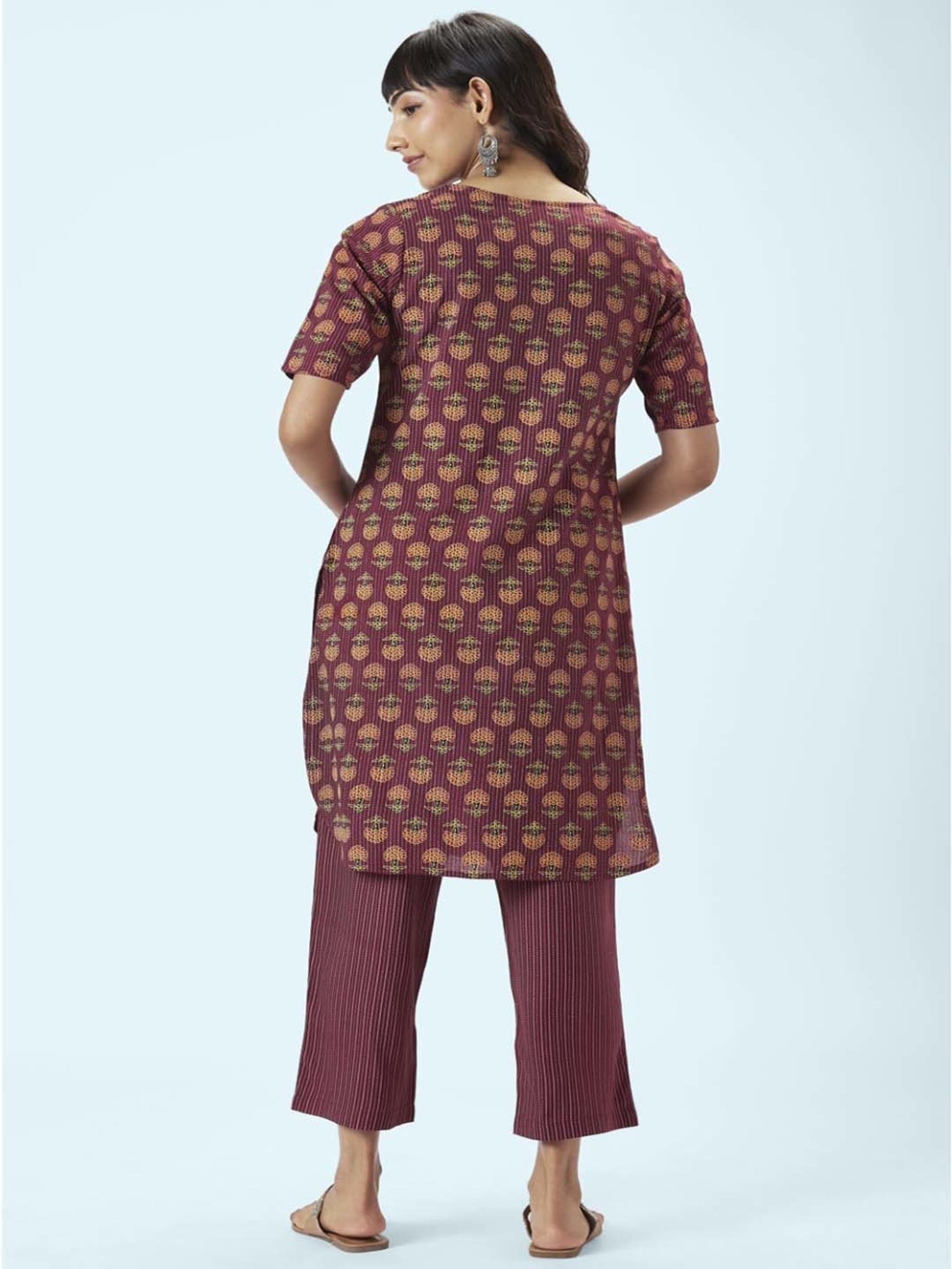 Rangmanch by Pantaloons Purple Floral Print Kurta Palazzo Set