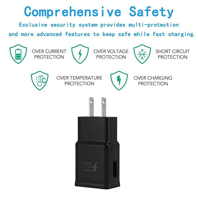 Samsung Adaptive Fast Charging Wall Charger Adapter Compatible with Samsung Galaxy S6 S7 S8 S9 S10 EdgePlusActive Note 5Note 8 Note 9 and More 2 Pack  Quick Charge Black