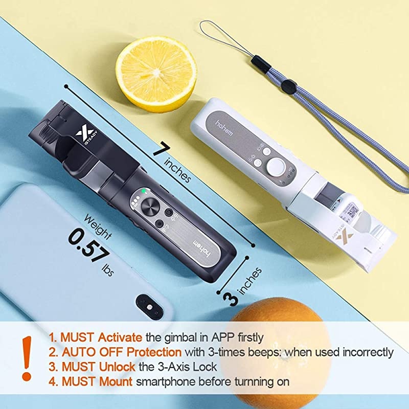 3 Axis Gimbal Stabilizer - 0.5 Lbs Lightweight Foldable Gimbal for Smartphone iPhone 12 Pro Max/12/11/XSMax w/ Auto Inception/Dolly Zoom/Time-Lapse for Vlog Youtuber Video Recording,  iSteady X