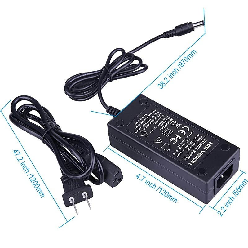 Security Camera Power Supply Adapter 12V 2.5A 100V-240V AC to DC with 4-Way Power Splitter Cable -Fits CCTV DVR NVR Surveillance System