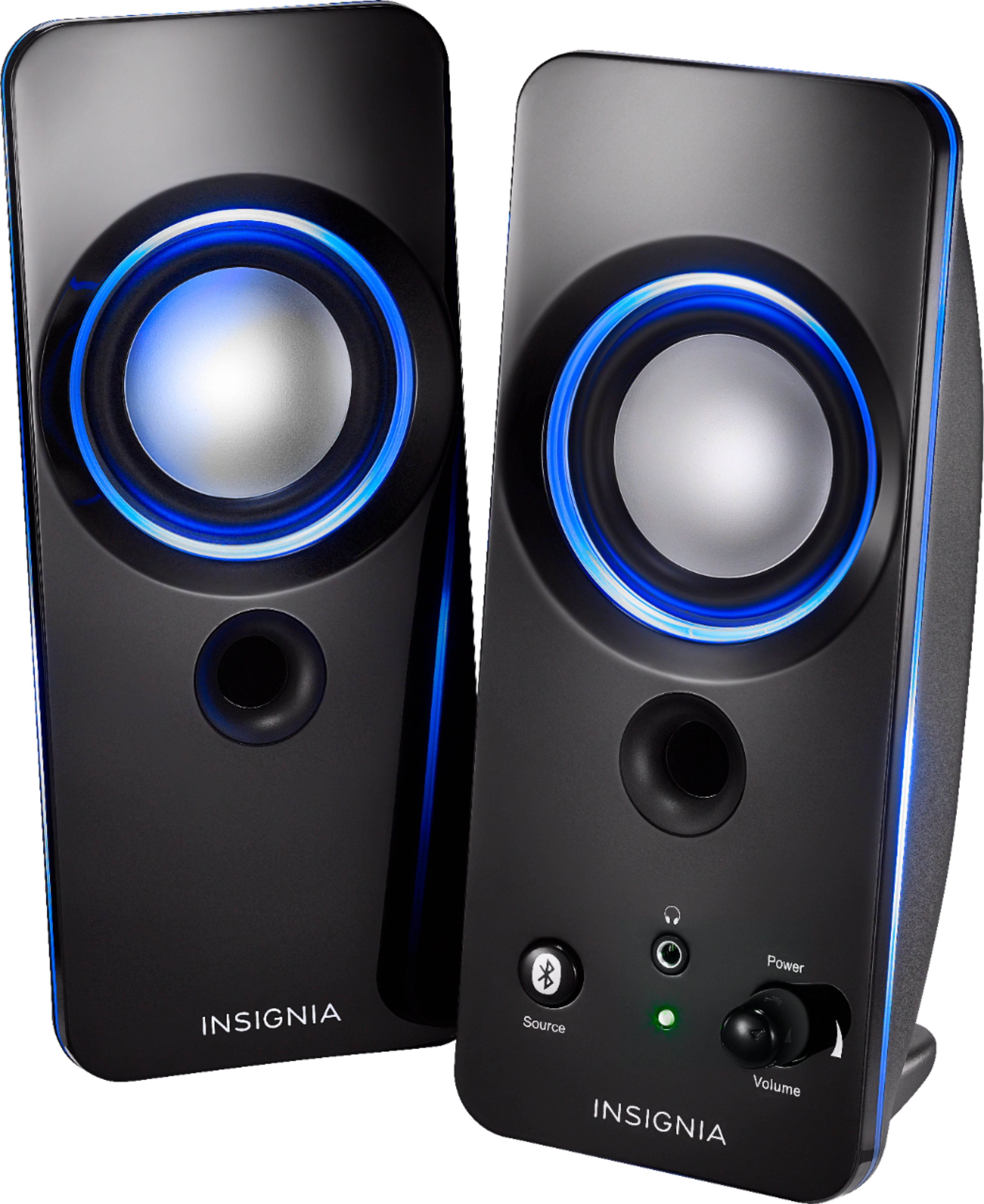 INSIGNIA - 2.0 Bluetooth Lighted Speaker System (2pc) - Black (NS-2810BT)
