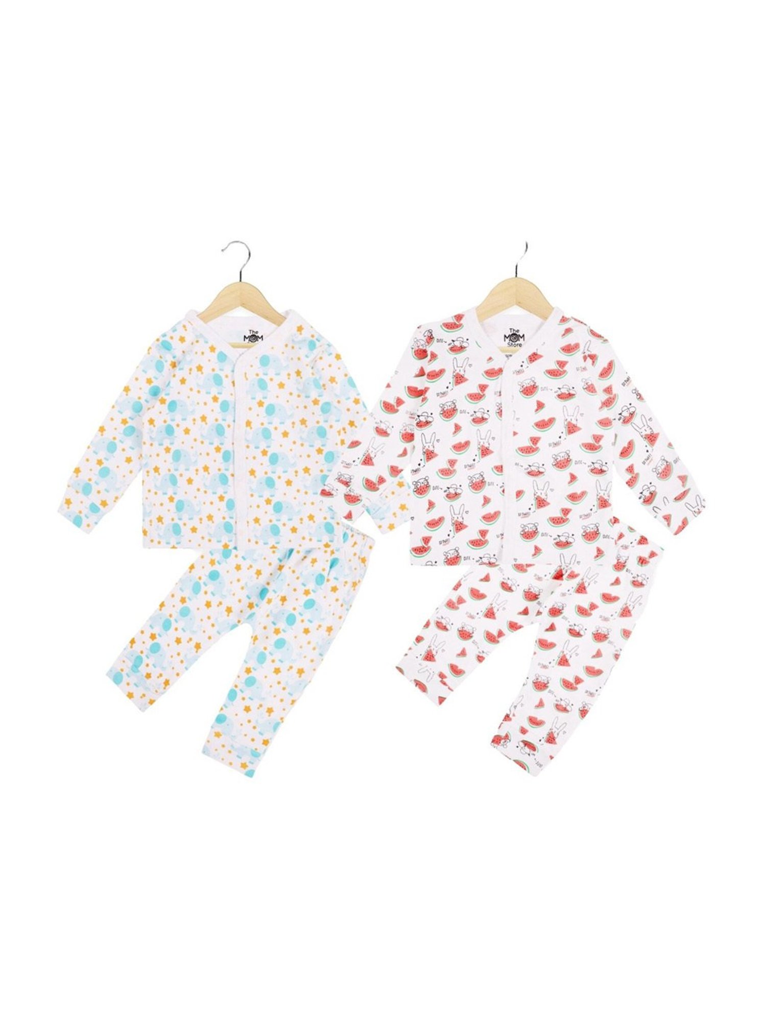 The Mom Store Boys Multicolor Cotton Printed Full Sleeves Top Set
