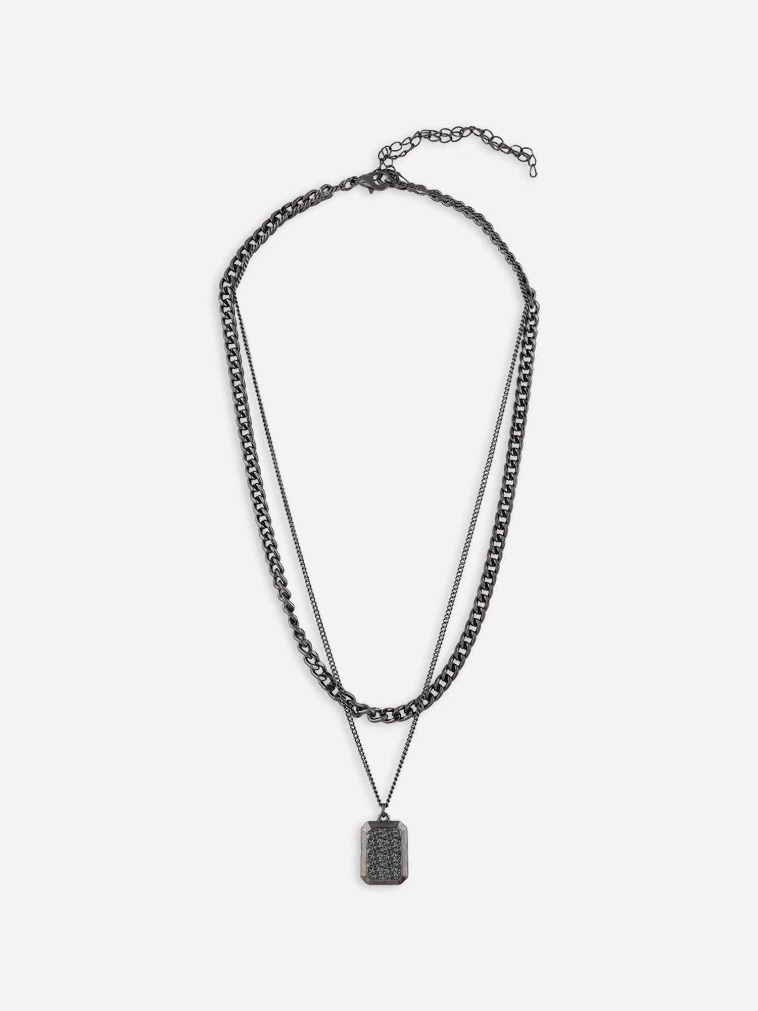 The Bro Code Metal Geometric Fusion Black Necklace for Men - Set of 2