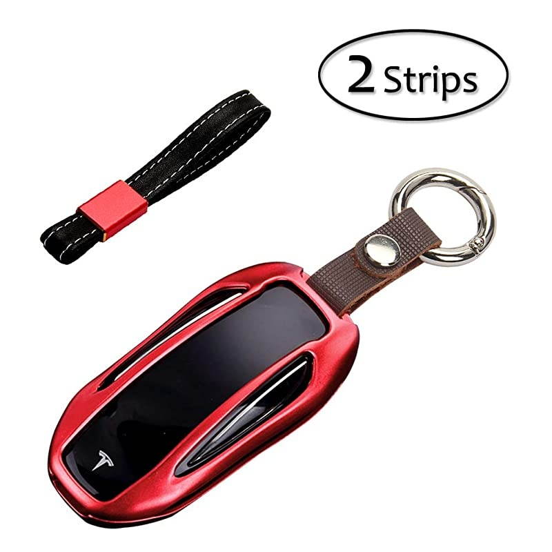 Tesla Model X Key Fob Cover Alumium Hard Keyless Remote Flip Key Protection Case Cover Key Chain Men Women Red