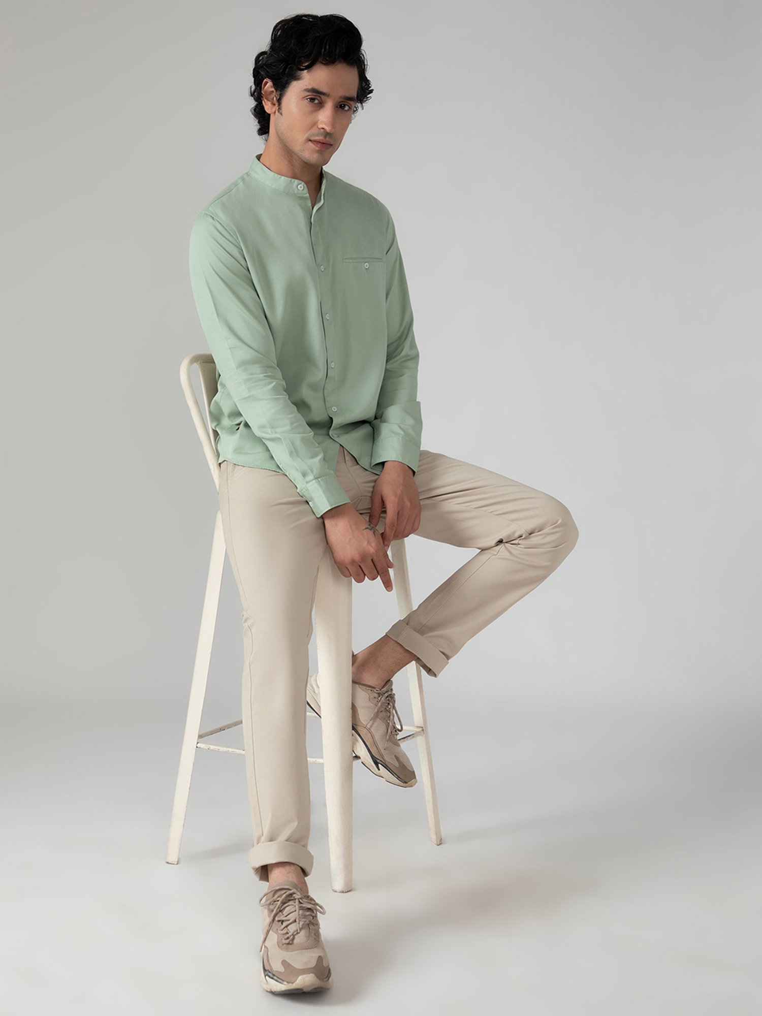 SUBTRACT Mint Green Slim Fit Shirt