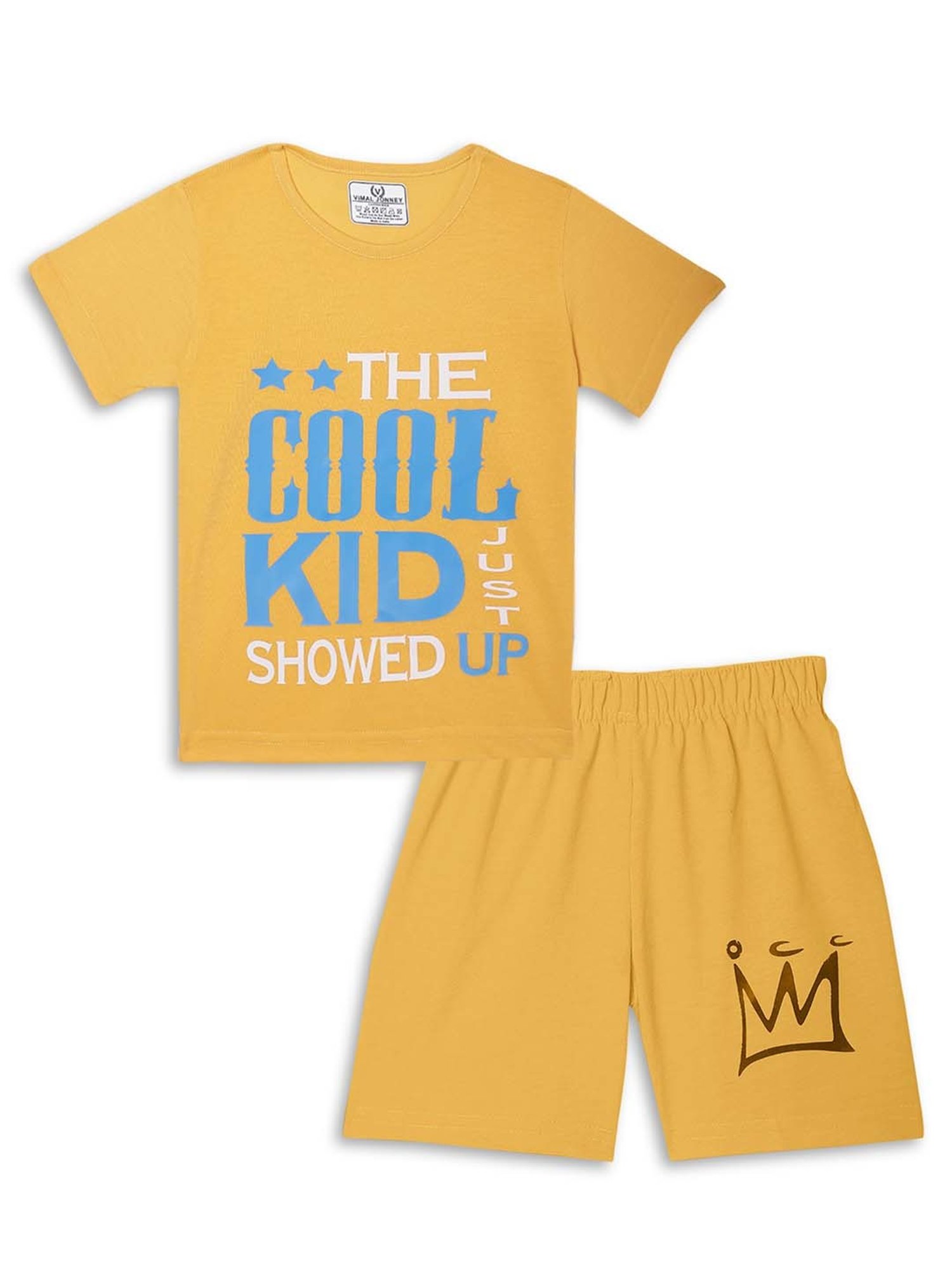Vimal Jonney Kids Yellow & Pink Printed T-Shirt Set