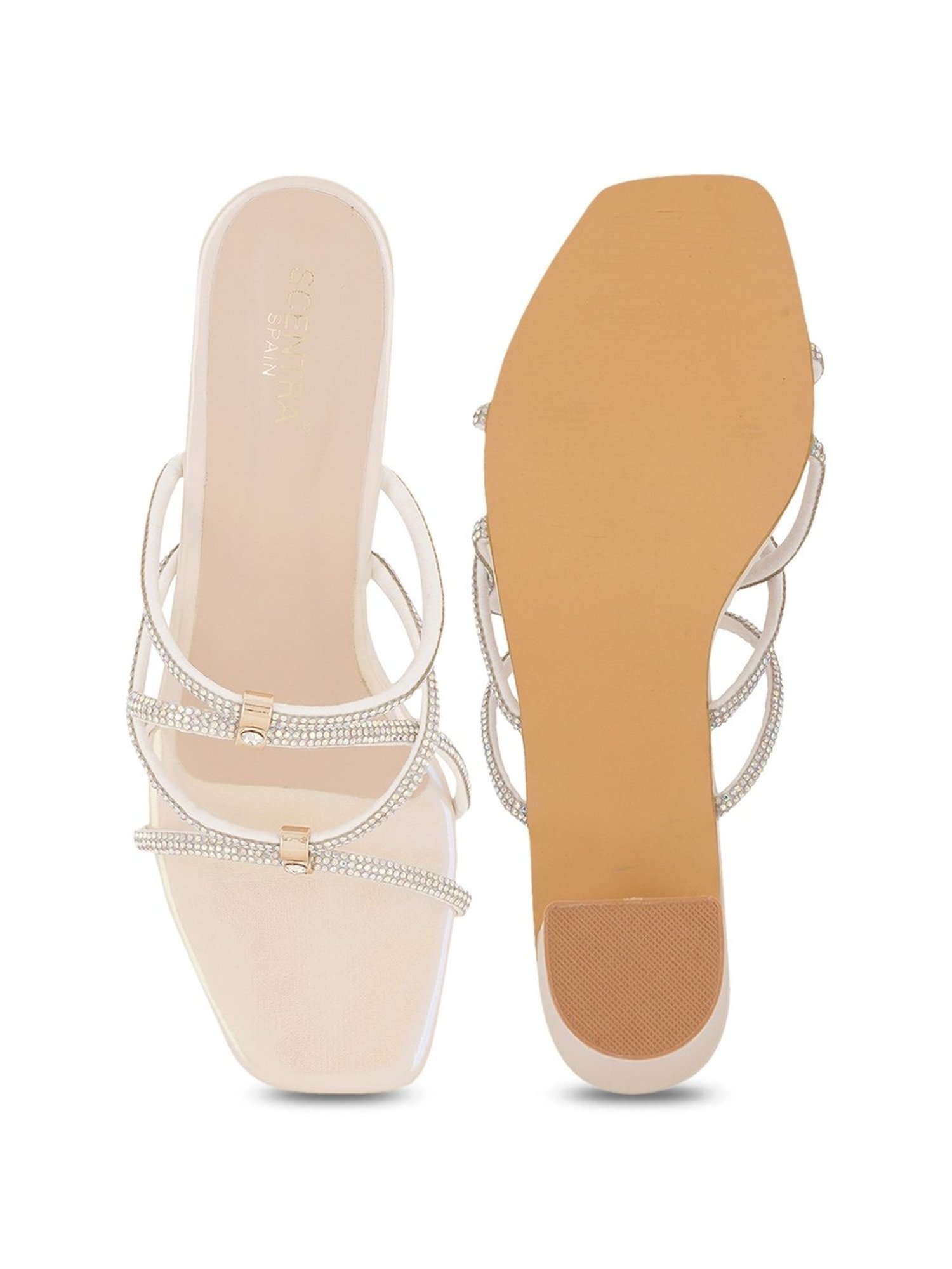 Scentra Women's White Ethnic Sandals