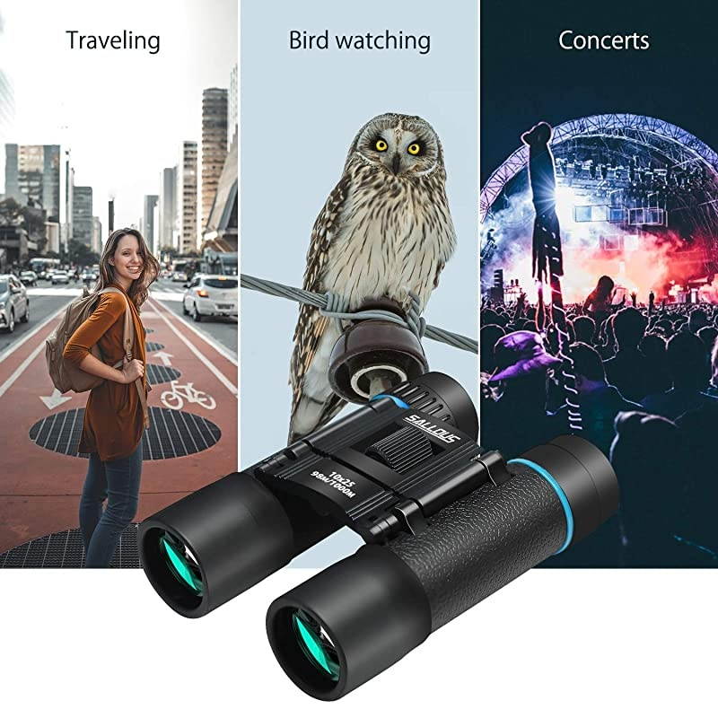 10x25 Compact Binoculars, Small Binoculars for Kids Adults, Lightweight Binoculars for Bird Watching, High Powered Folding Binoculars Opera Glasses for Hunting Travel Concerts Shows