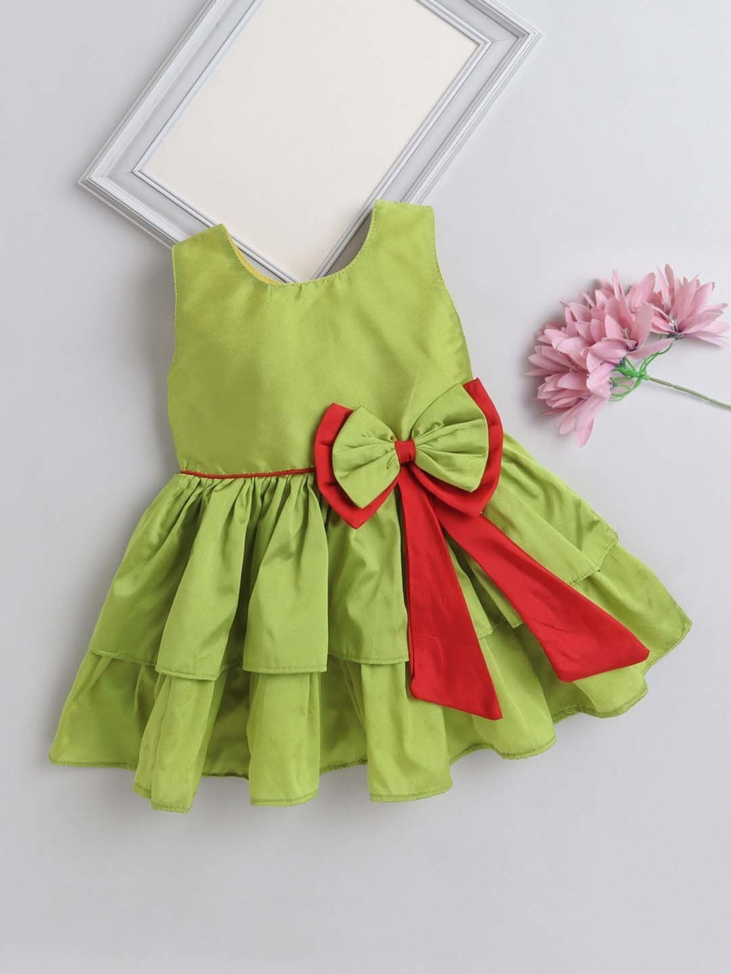 The Magic Wand Kids Green Applique Dress