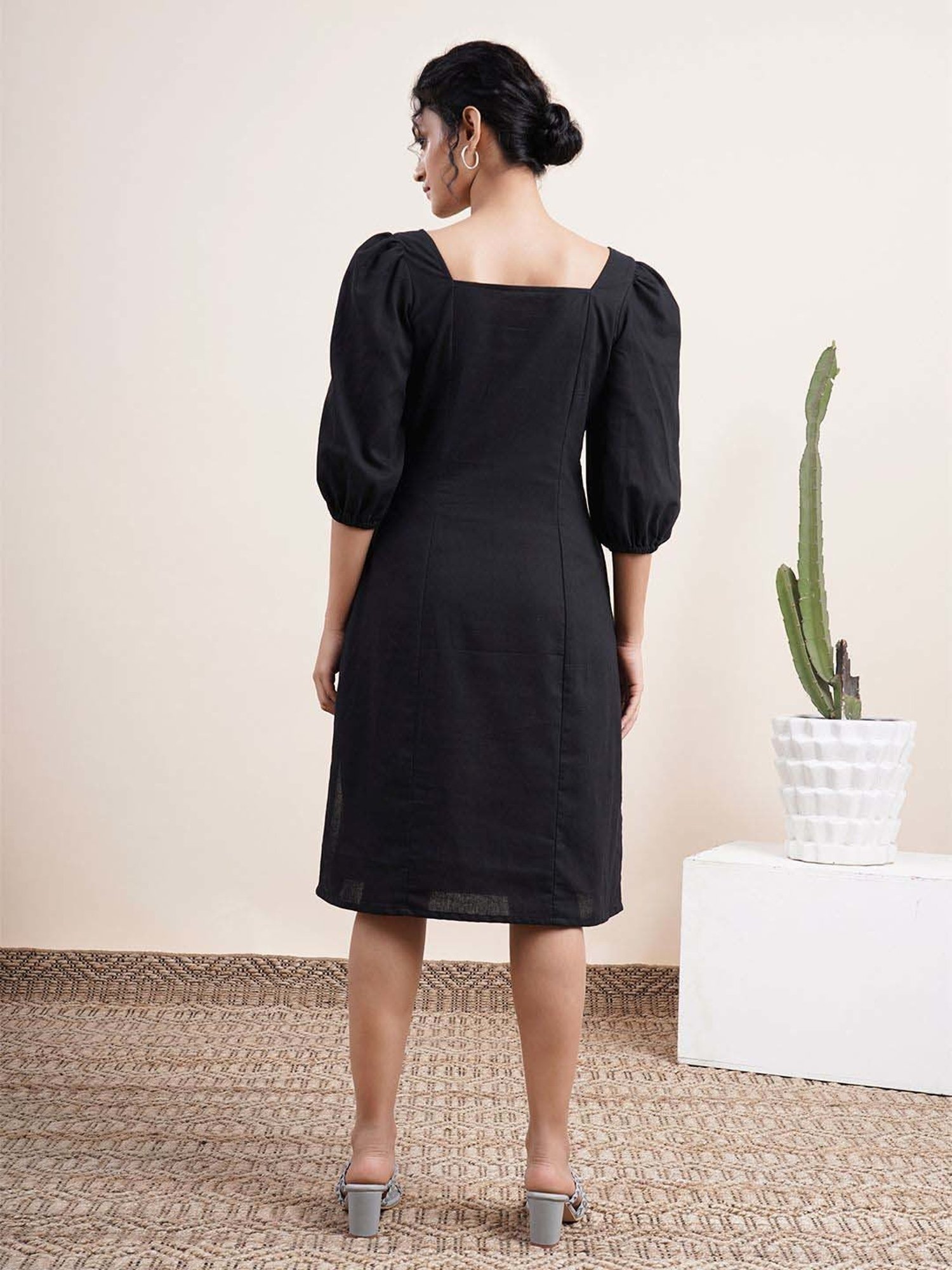 Abhishti Black A-Line Dress