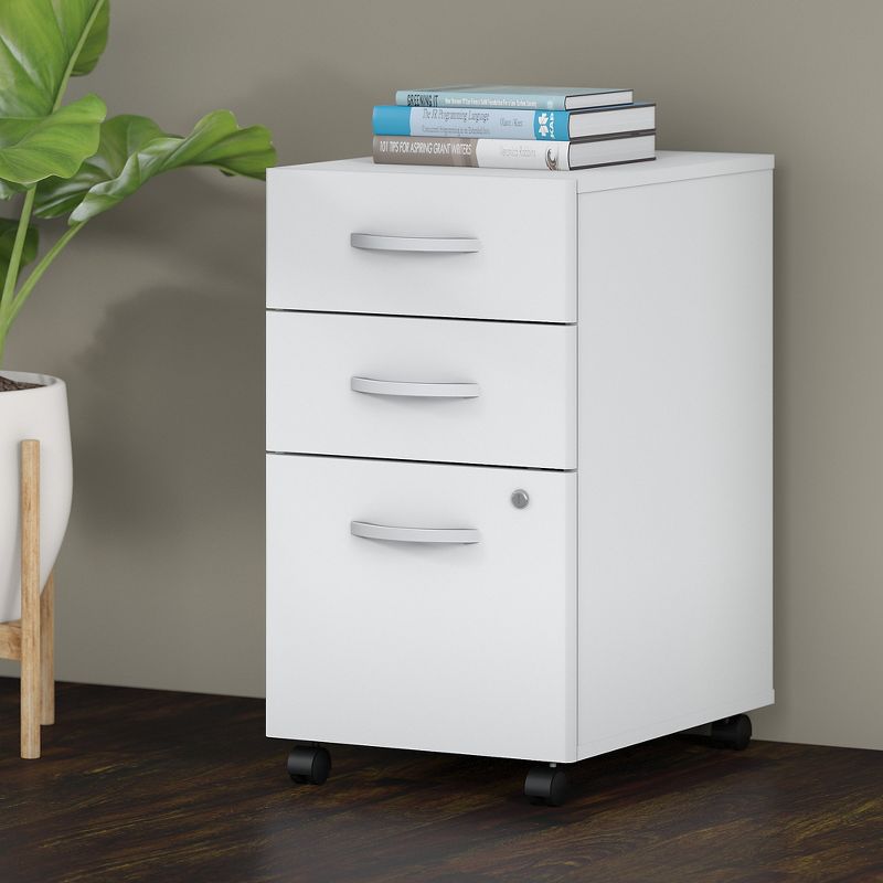 Bush Studio C White 16W 3 Drawer Mobile Pedestal - Assembled SCF216WHSU