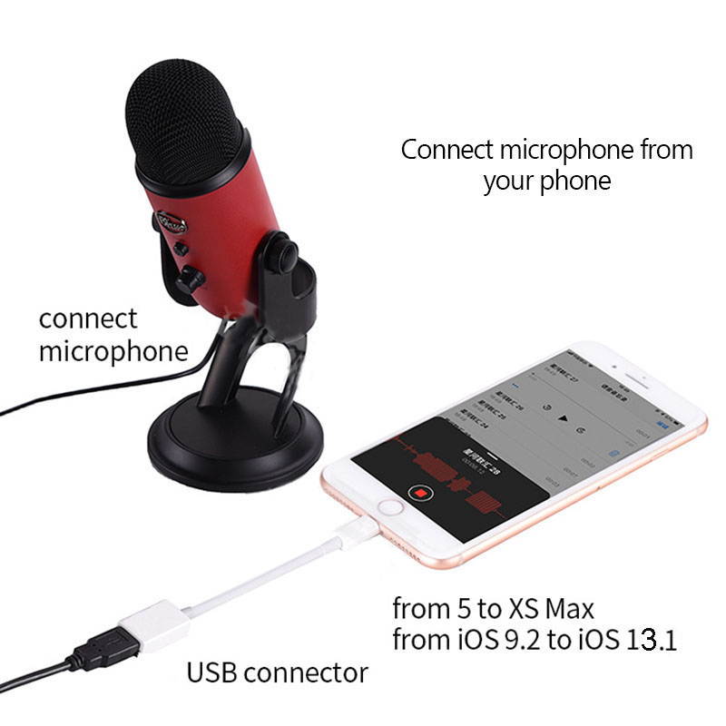 OTG adapter for lightning to USB adapter For iPhone 7 8 X camera connection kit converter for iPad iOS 12 13 connect MIDI piano