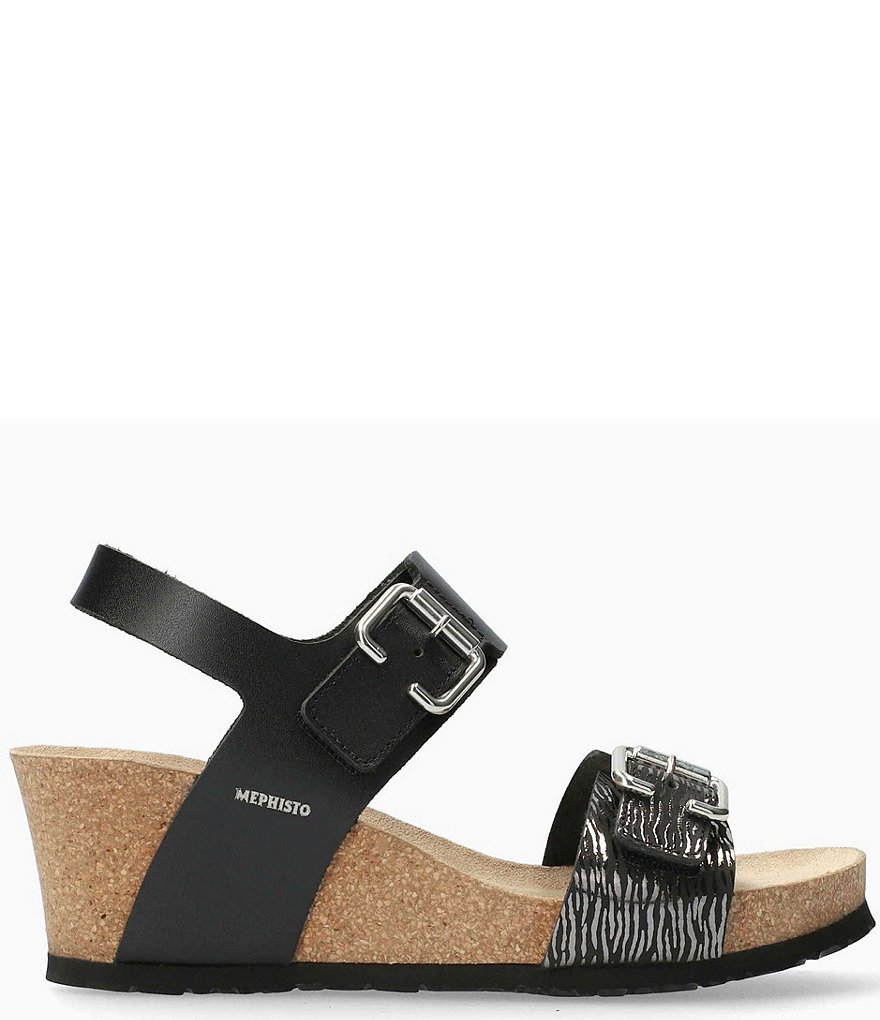 Mephisto Lissandra Leather & Cork Wedge Sandals