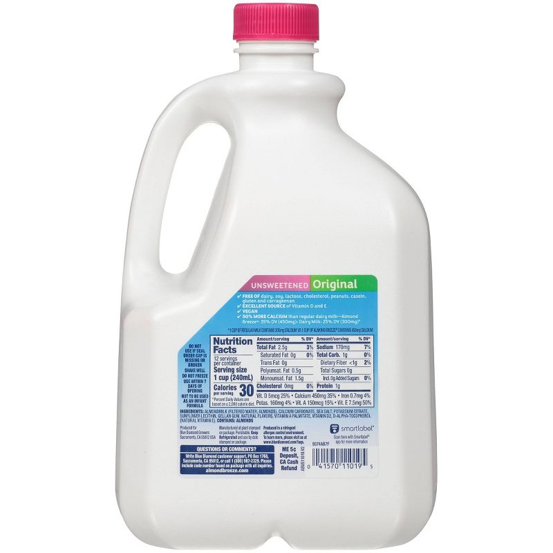 Blue Diamond Almond Breeze Unsweetened Original Almond Milk - 96 fl oz