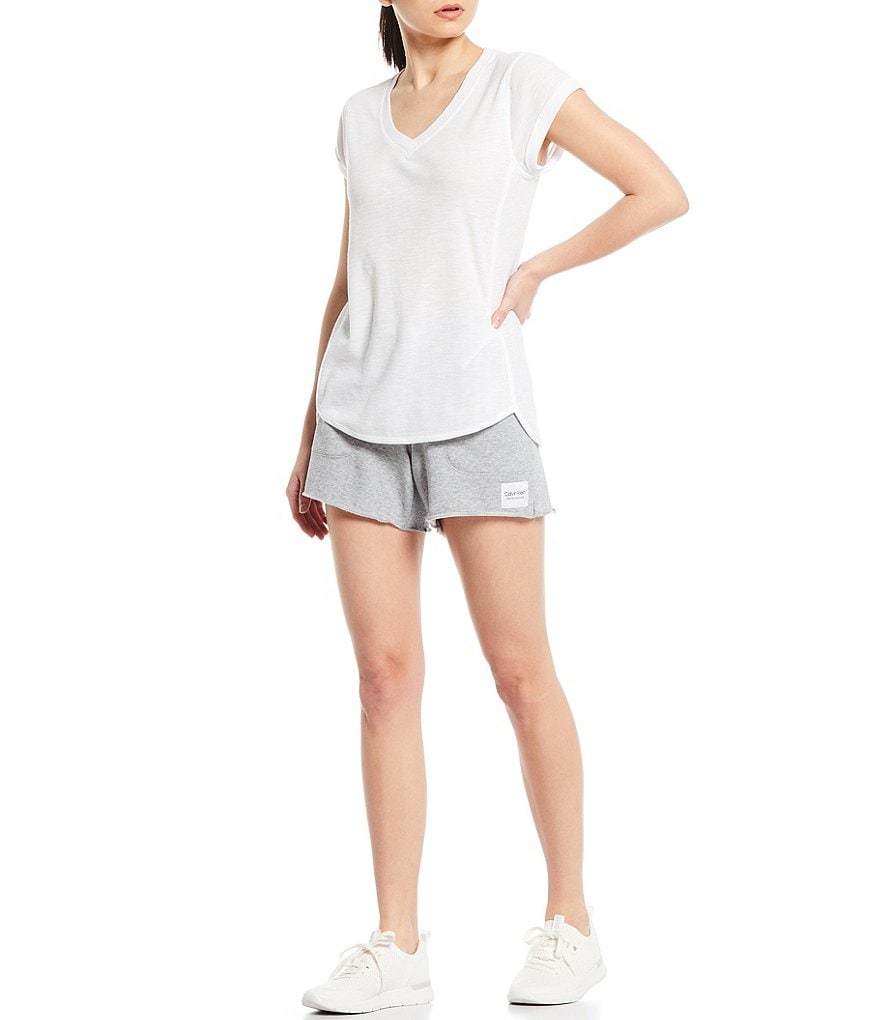 Marc New York Paperbag Waist Sueded Jersey Drawstring Shorts